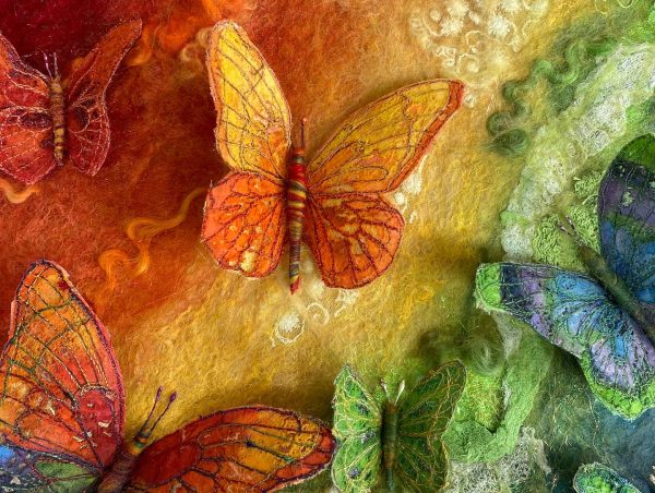 Rainbows and Butterflies Textile Art - Image 2