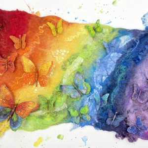 Rainbows and Butterflies Textile Art