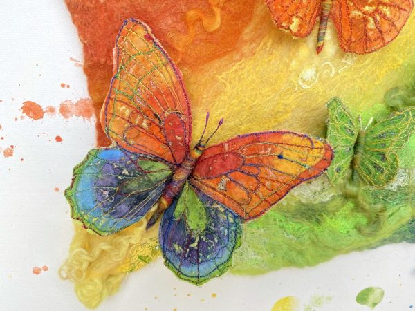 Rainbows and Butterflies Textile Art - Image 5